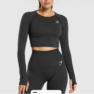 Gymshark Vital Seamless Long Sleeve Crop Top Black Size Small